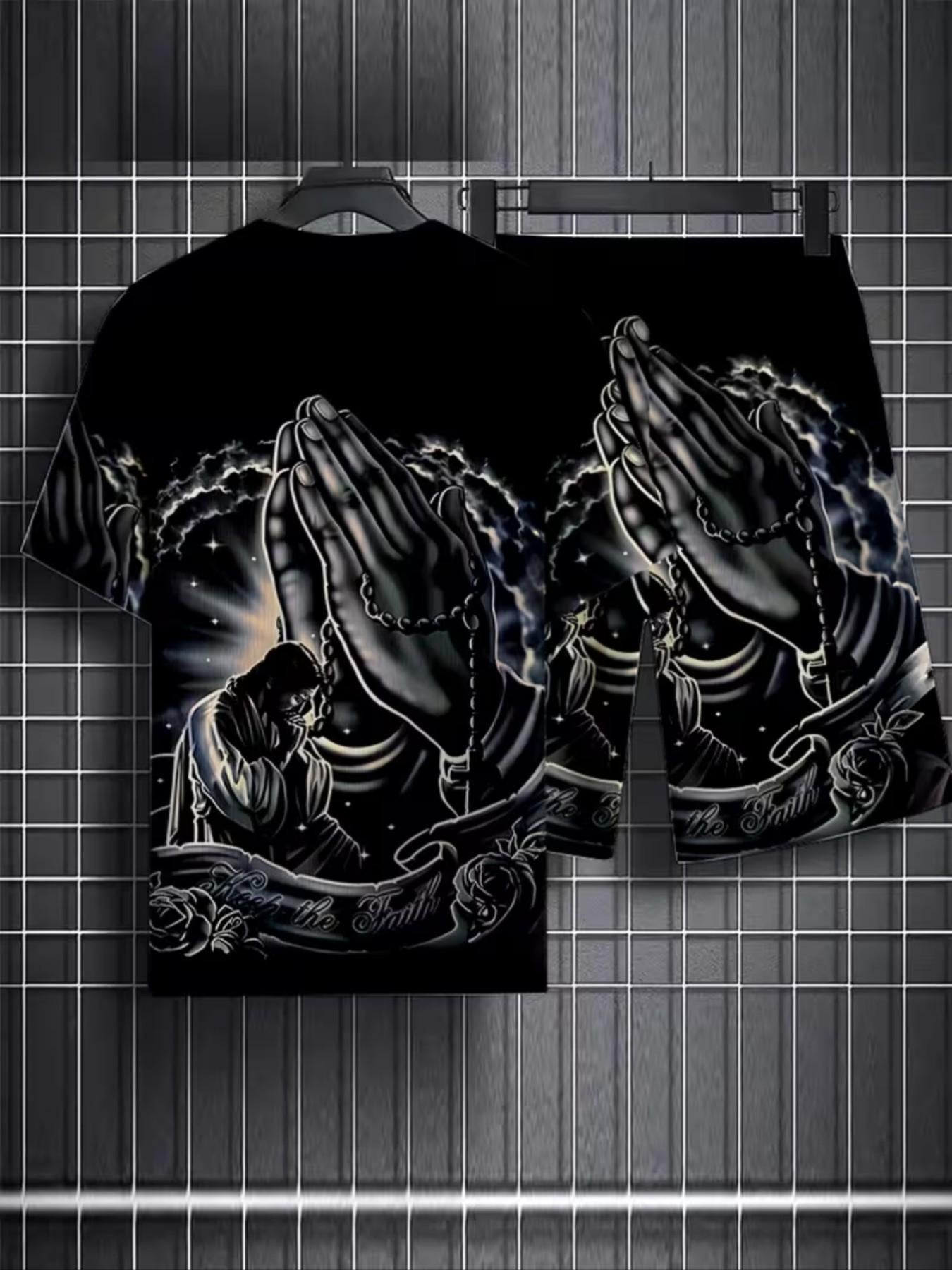 Men's 2-Piece Street Style 3D Print Short Sleeve T-Shirt And Shorts Set