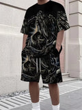 Men's 2-Piece Street Style 3D Print Short Sleeve T-Shirt And Shorts Set